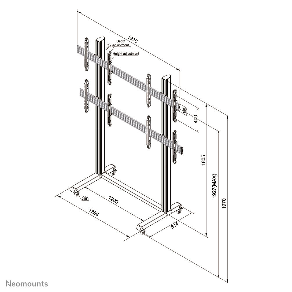Neomounts by Newstar Pro Mobiler Videowall Bodenständer